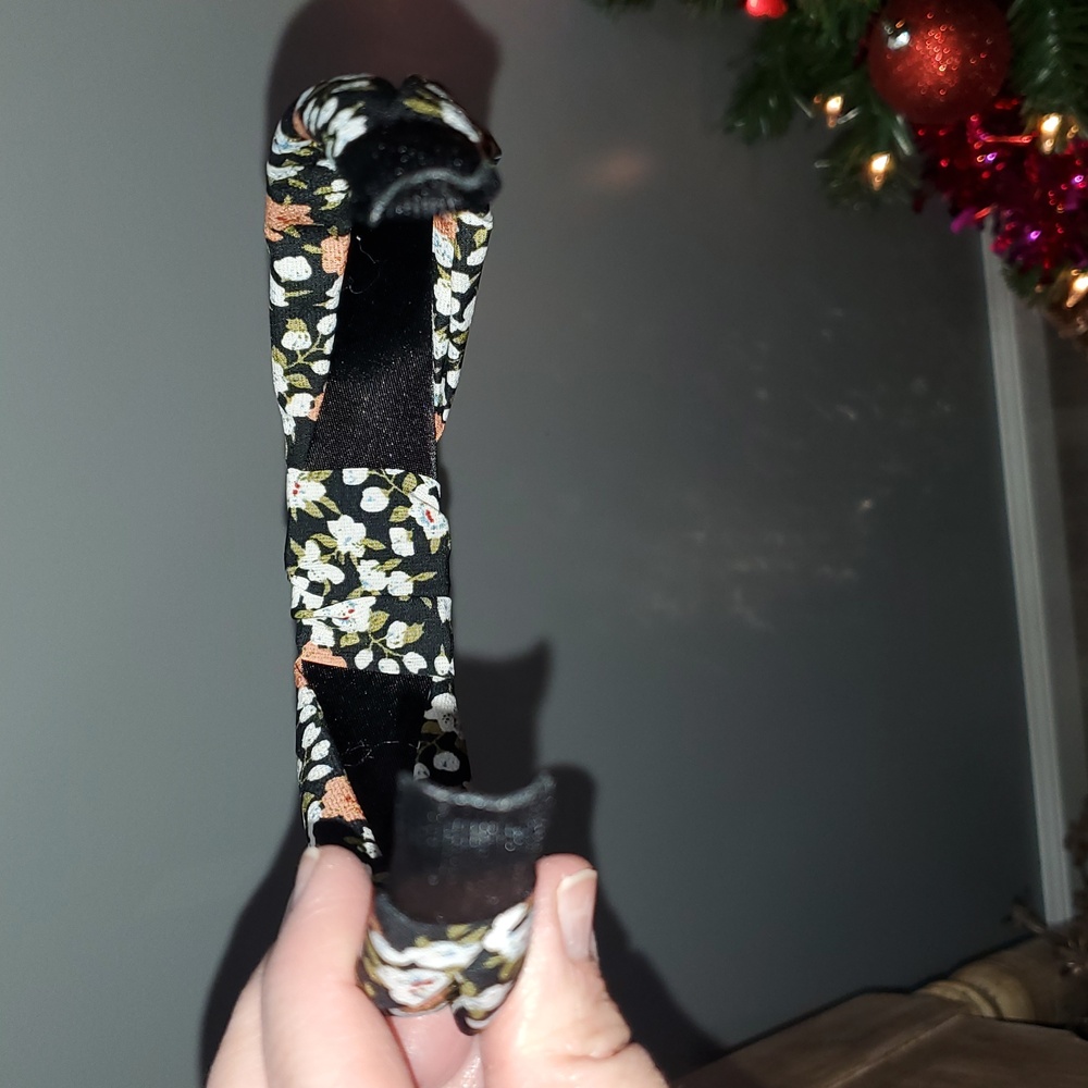 New handmade boutique floral top knot flexible wide headband - Picture 5 of 5